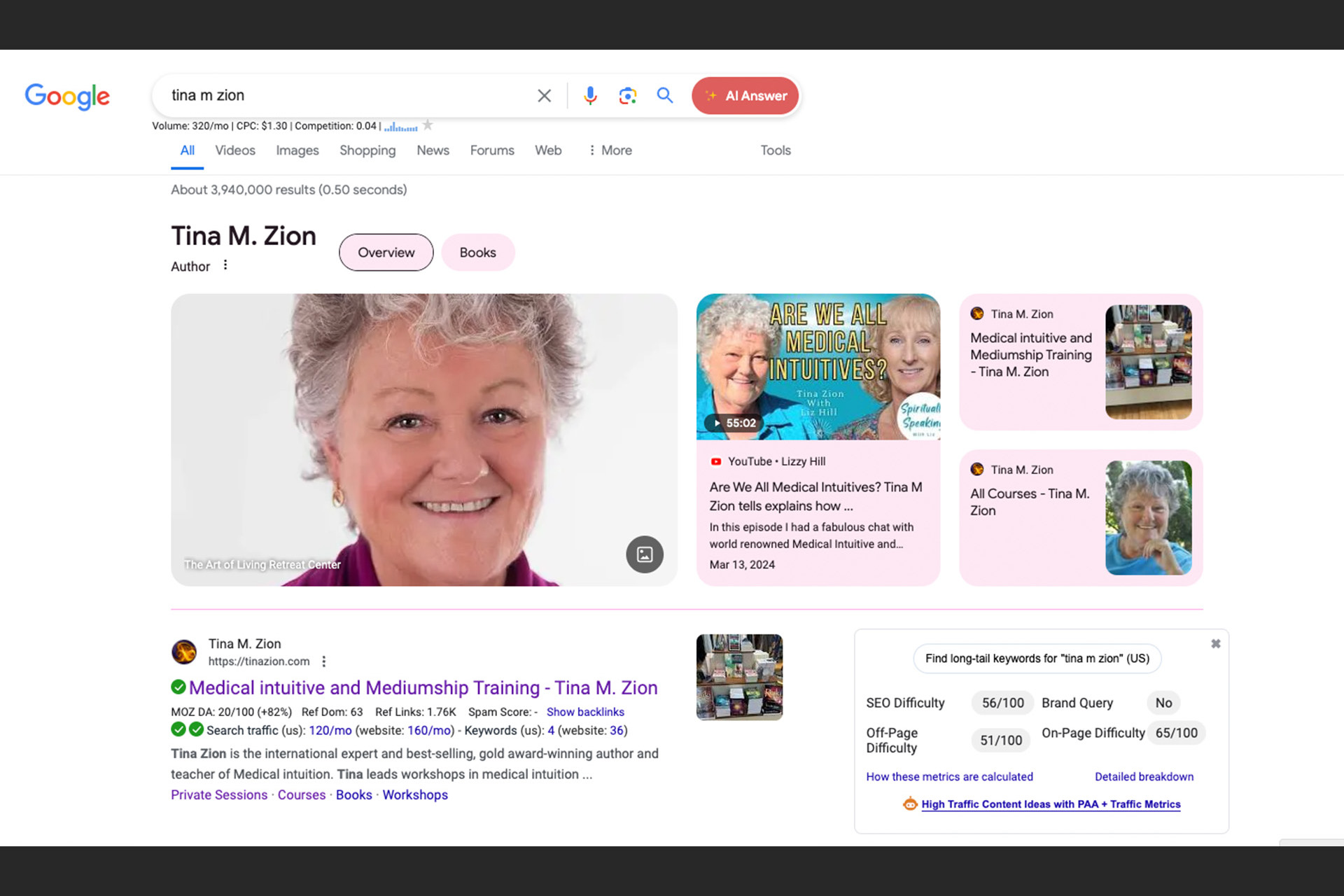 Tina M. Zion Google feature page